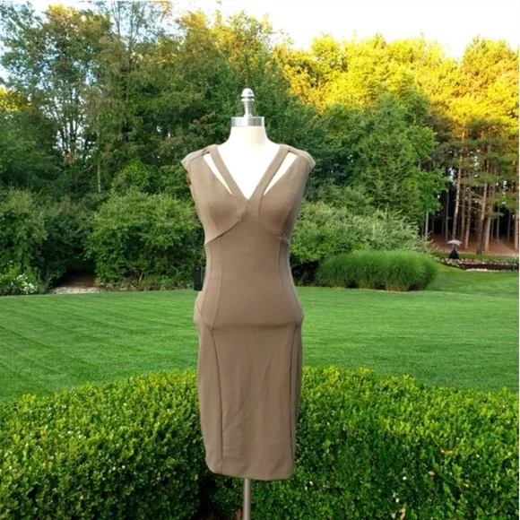 Bebe Chic Olive Green Midi Dress - Picture 3 of 11